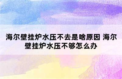 海尔壁挂炉水压不去是啥原因 海尔壁挂炉水压不够怎么办